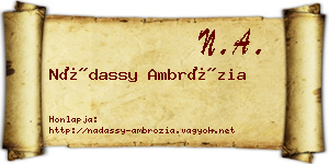 Nádassy Ambrózia névjegykártya